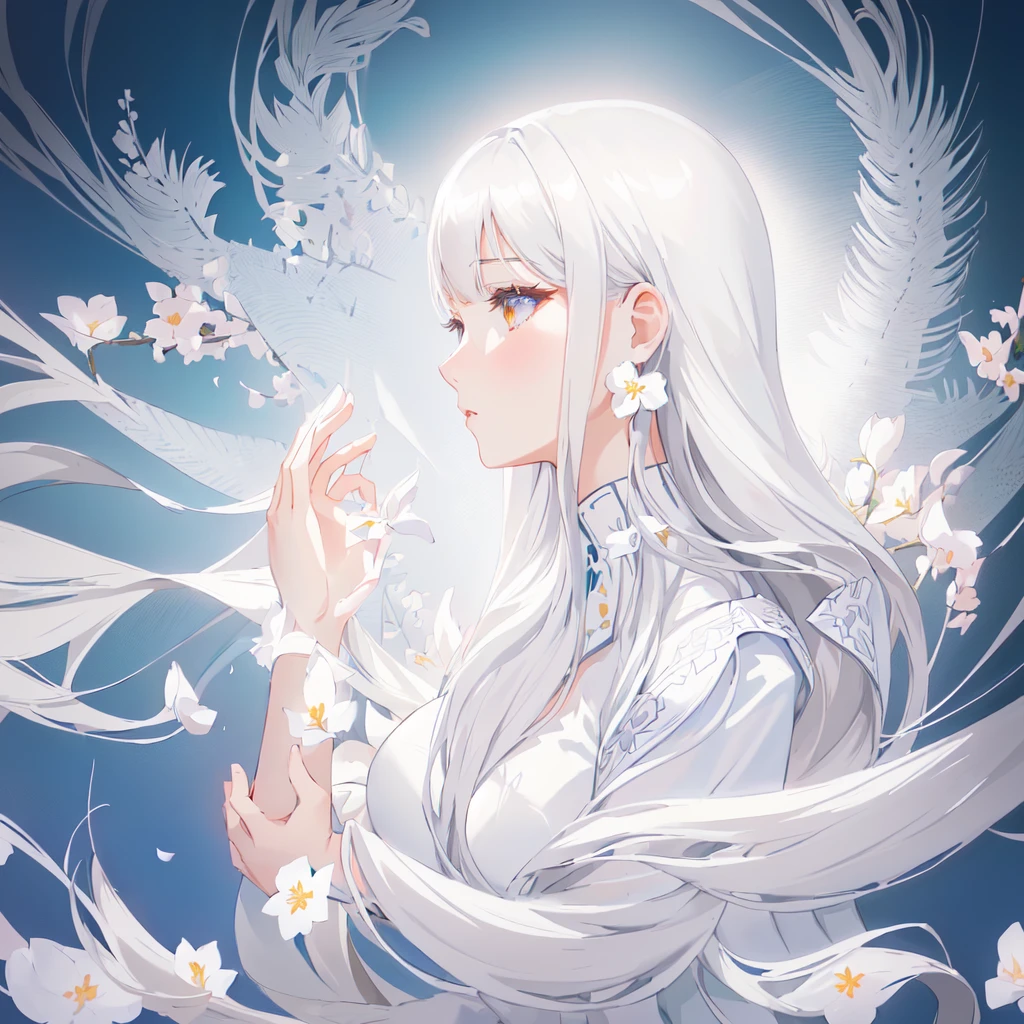 Anime girl with long hair and white dress with white flowers., detailed fanart, [ Artedigital 4K ]!!, highly detailed exquisite fanart, Digital art on Pixiv, detailed digital animated art, 8K high quality detailed art, digital animated art, guweiz style artwork, made with anime painter studio, ! dream art germ, fanart best art station