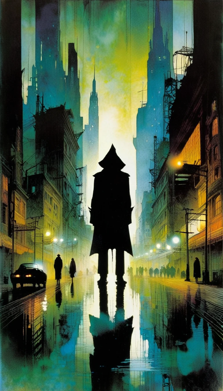 the city of despair, art inspired by Bill Sienkiewicz and Dave McKean.