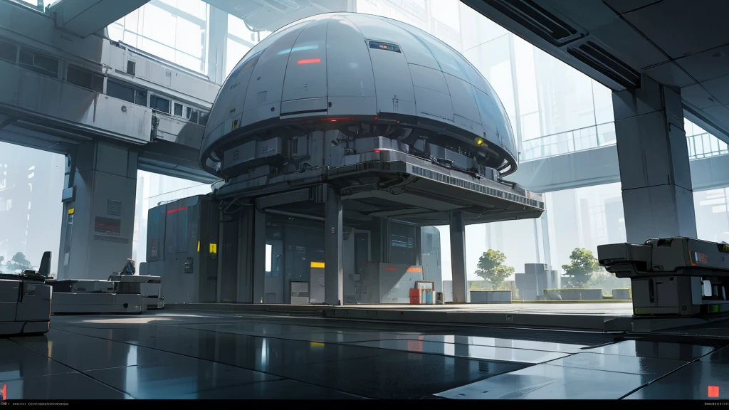make a futuristic scenario of the headquarters of a military base seen from the inside, its very futuristic lobby
