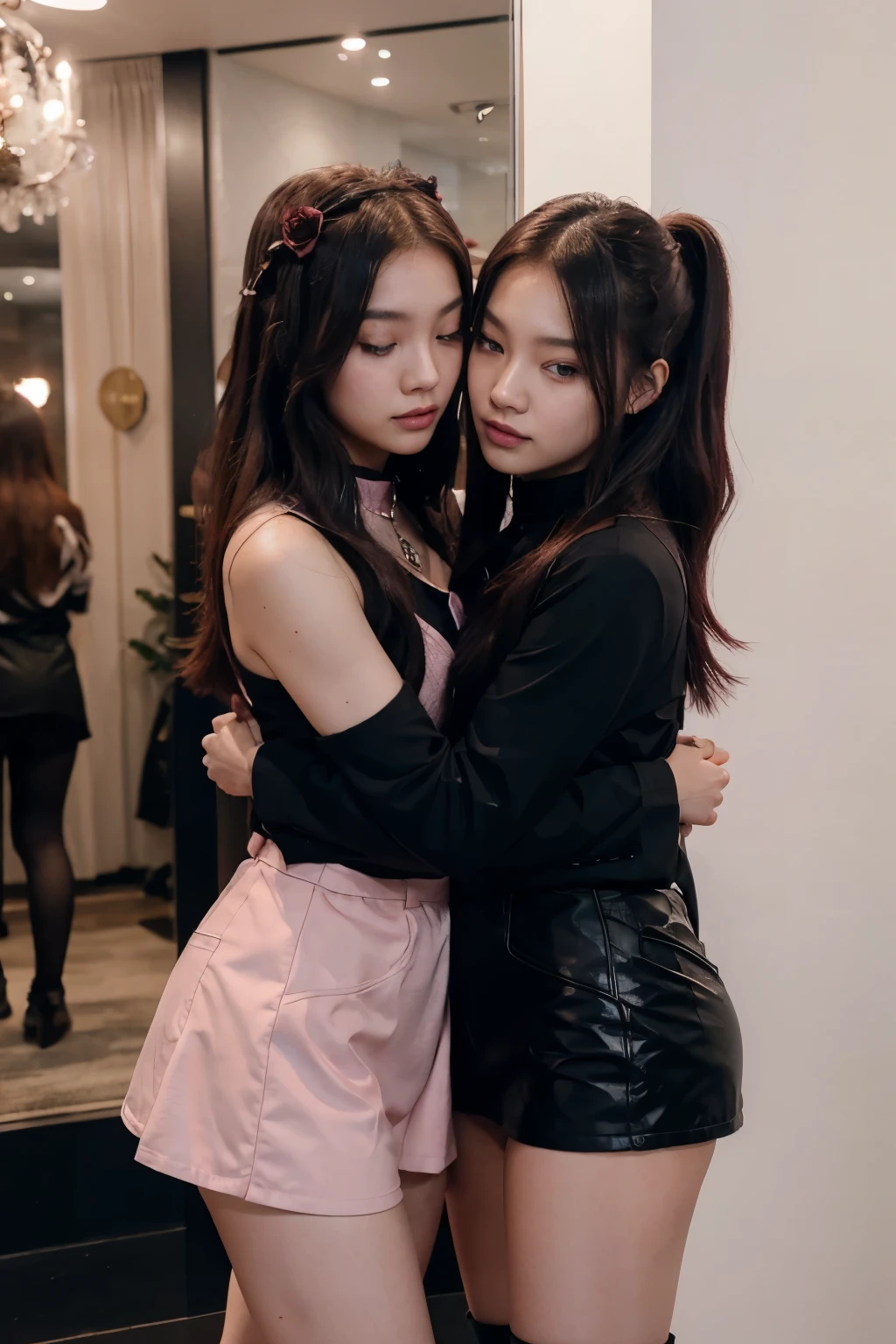 Rose from blackpink and Winter from aespa being girlfriends hugging