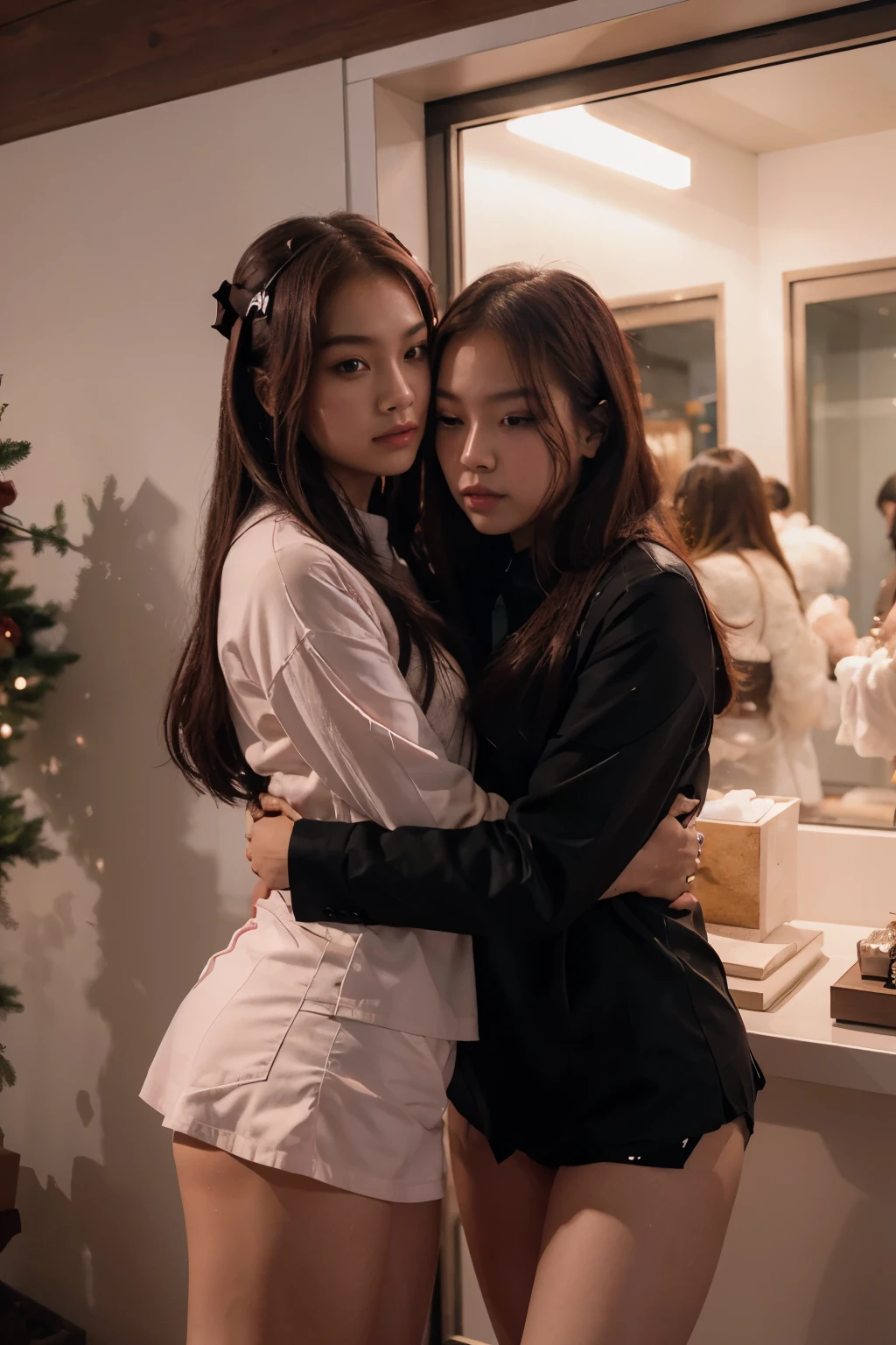 Rose from blackpink and Winter from aespa being girlfriends hugging