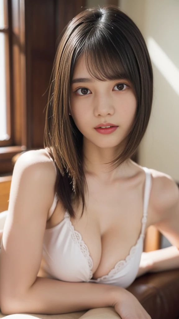 (Highest quality:1.4)、(Ultra-high resolution:1.2)、(Realistic:1.4)、(16K、RAW Photos:1.2)、(Portrait Shot:1.3)、One girl、alone、Medium Hair、Dark brown hair、Upper Body、White and smooth armpits、Raise one arm、Red Bra、Medium chest、Detailed face、Looking at me with a smile、Very cute girl、Realistic skin texture、masterpiece、Natural Makeup、Detailed eyes、Beautiful black eyes、A slightly flushed complexion、A ruddy complexion、C cup bust、Beautiful armpits、Beautiful clavicle、Straight Hair、Delicate hair、Thin eyebrows、((Clear photos、Shooting from the front、Photos taken at close range))、Indoors