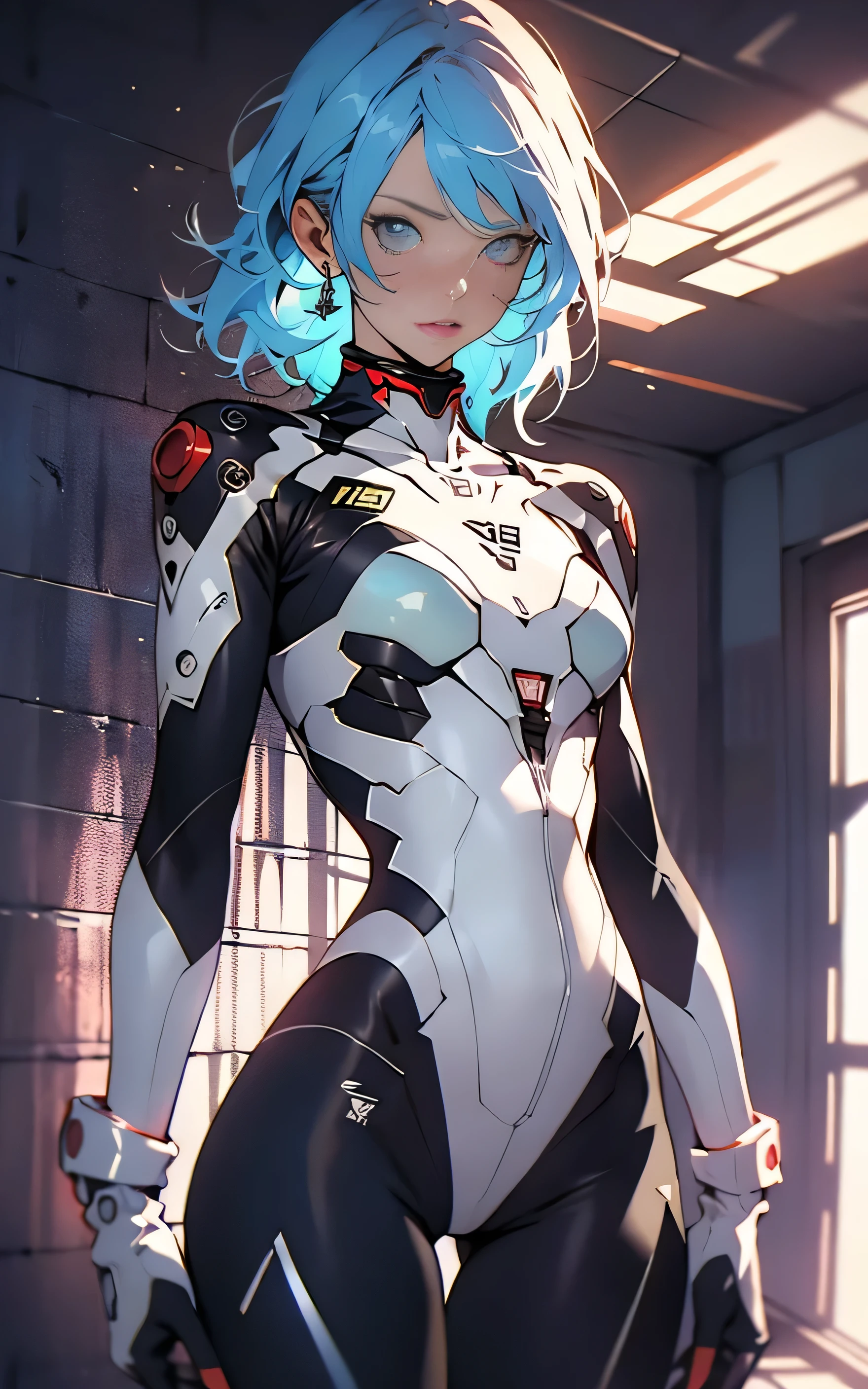 (((Adult Woman))), ((Best Quality)), ((masutepiece)), (Detailed: 1.4), (Absurd), 35-year-old adult woman with Simon Bisley-style micro thong, Genesis evangelion neon style clothing, 2-piece clothing, bobhair, arm tatoo, cybernetic hands, pastel, Centered, scale to fit the dimensions, nffsw (High dynamic range),Ray tracing,NVIDIA RTX,Hyper-Resolution,Unreal 5,Subsurface Dispersion, PBR Texture, Post-processing, Anisotropy Filtering, depth of fields, Maximum clarity and sharpness, Multilayer textures, Albedo and specular maps, Surface Shading, accurate simulation of light and material interactions, Perfect proportions, Octane Render, Two-tone lighting, Wide aperture, Low ISO, White Balance, thirds rule, 8K Raw, Crysisnanosuit,loraeyes,nijistyle,cateyes,Blue hair, Blue eyes