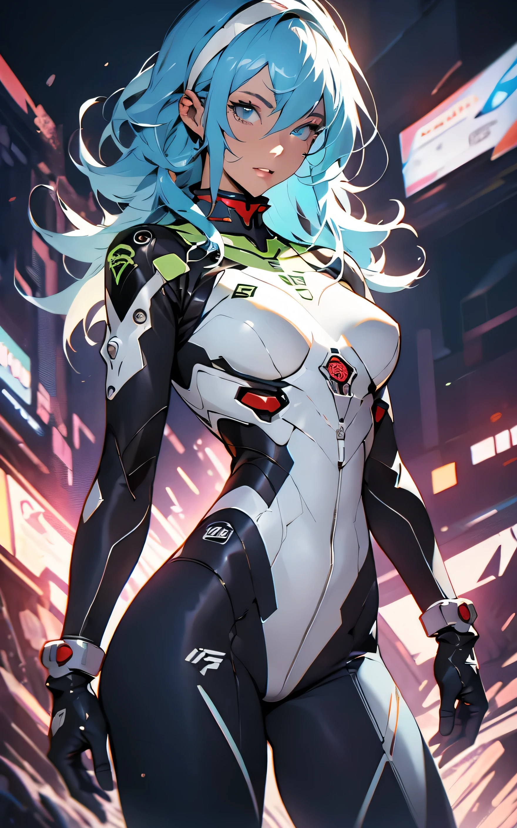 (((Adult Woman))), ((Best Quality)), ((masutepiece)), (Detailed: 1.4), (Absurd), 35-year-old adult woman with Simon Bisley-style micro thong, Genesis evangelion neon style clothing, 2-piece clothing, bobhair, arm tatoo, cybernetic hands, pastel, Centered, scale to fit the dimensions, nffsw (High dynamic range),Ray tracing,NVIDIA RTX,Hyper-Resolution,Unreal 5,Subsurface Dispersion,  PBR Texture, Post-processing, Anisotropy Filtering, depth of fields, Maximum clarity and sharpness, Multilayer textures, Albedo and specular maps, Surface Shading, accurate simulation of light and material interactions, Perfect proportions, Octane Render, Two-tone lighting, Wide aperture, Low ISO, White Balance, thirds rule, 8K Raw, Crysisnanosuit,loraeyes,nijistyle,cateyes,Blue hair, Blue eyes