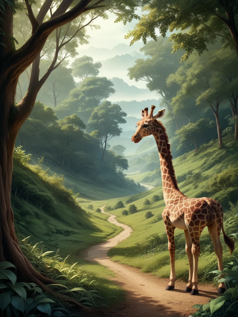 hippo brutally eating a giraffe in a verdant meadow, photorealistic, highly detailed, ultra-detailed, 8k, hyperrealistic, extremely detailed, masterpiece, best quality, intricate details, lush greenery, beautiful landscape, dynamic composition, natural lighting, warm color palette, soft focus, whimsical, dreamlike