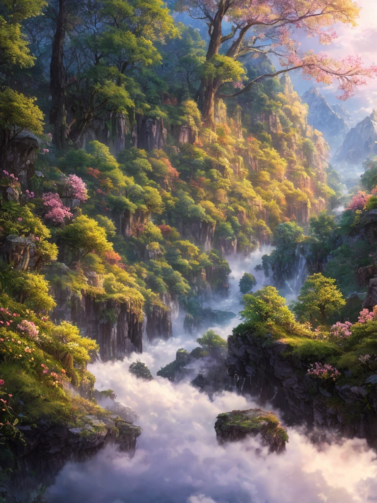 masterpiece, 最high quality, high quality,Very detailed CG unity 8k wallpaper, Enchanting and dreamy fantasy forest scenery, rose garden, hidden fairy valley, Creates a sense of mystery and fascination, Sky Blue Sky, White dove flies, Complex, trend, pastel colour, Award-winning photography, Depth of written boundary, High resolution, bloom, chromatic aberration ,Realistic,Very detailed, White cloud, trend on CGsociety, Complex, Attention to detail, dramatic, art:midjourney