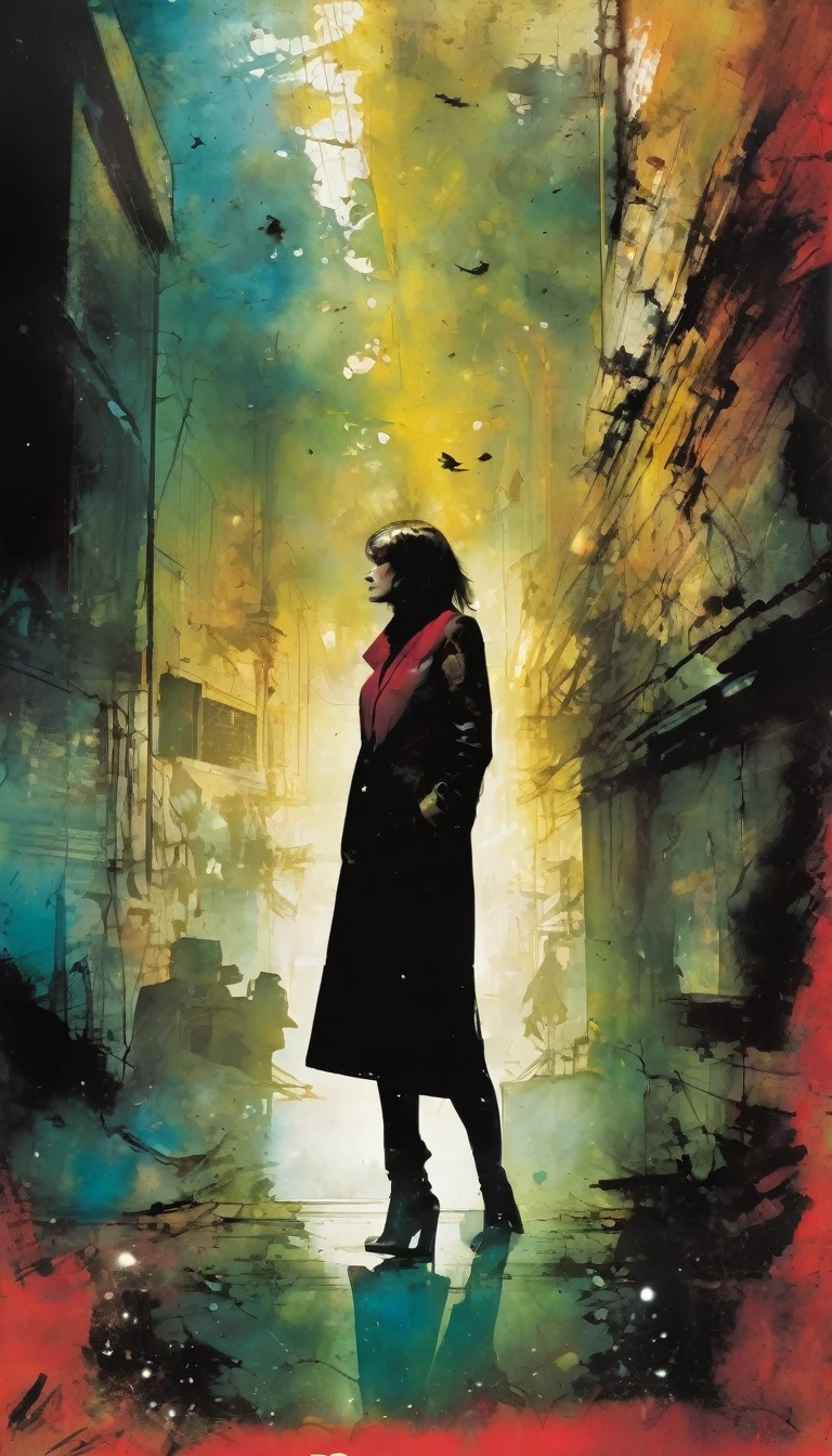 city of blood, gloomy buildings, blood canals, art inspired by Bill Sienkiewicz and Dave McKean