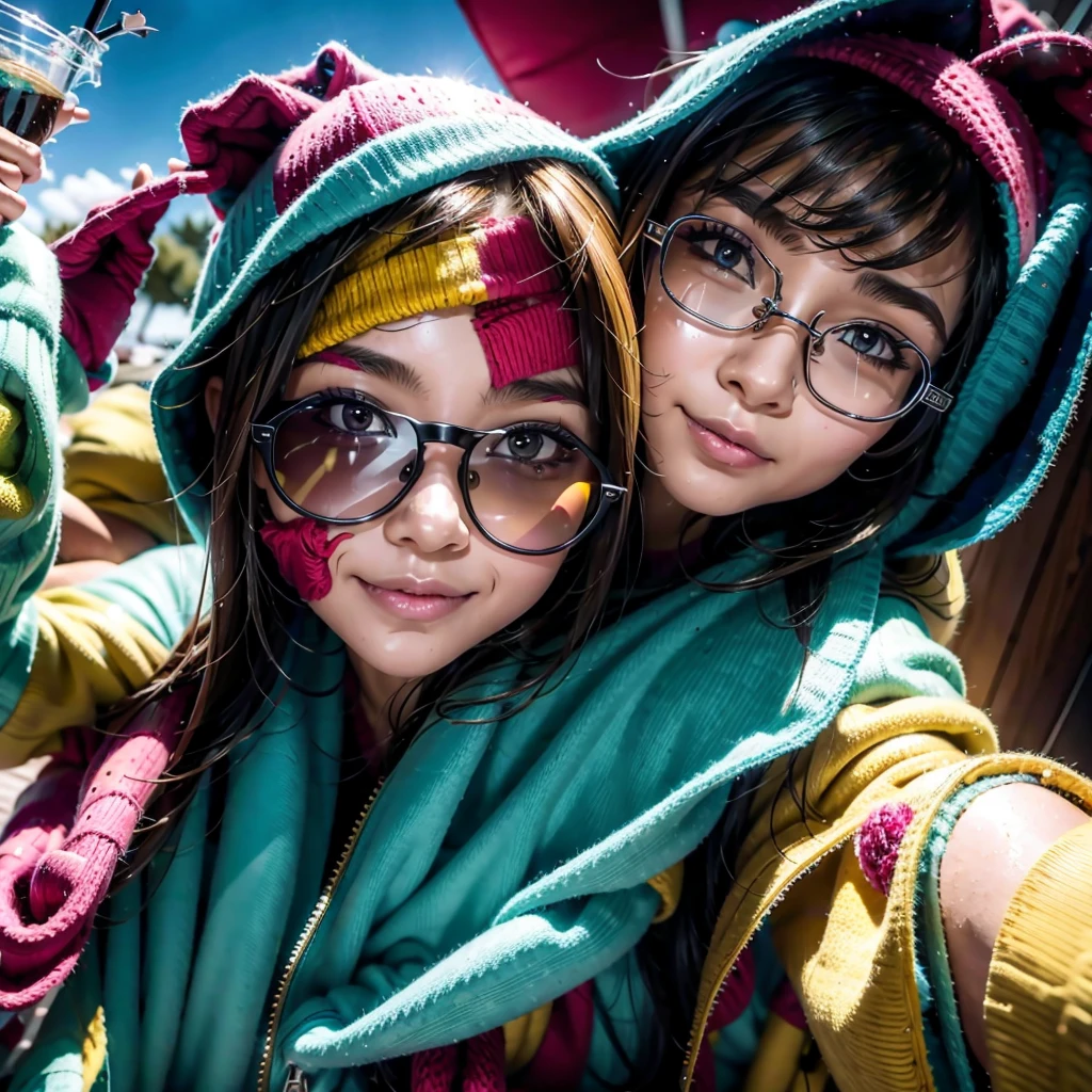 Runaway student with glasses lost somewhere in the world enjoying the moment 
