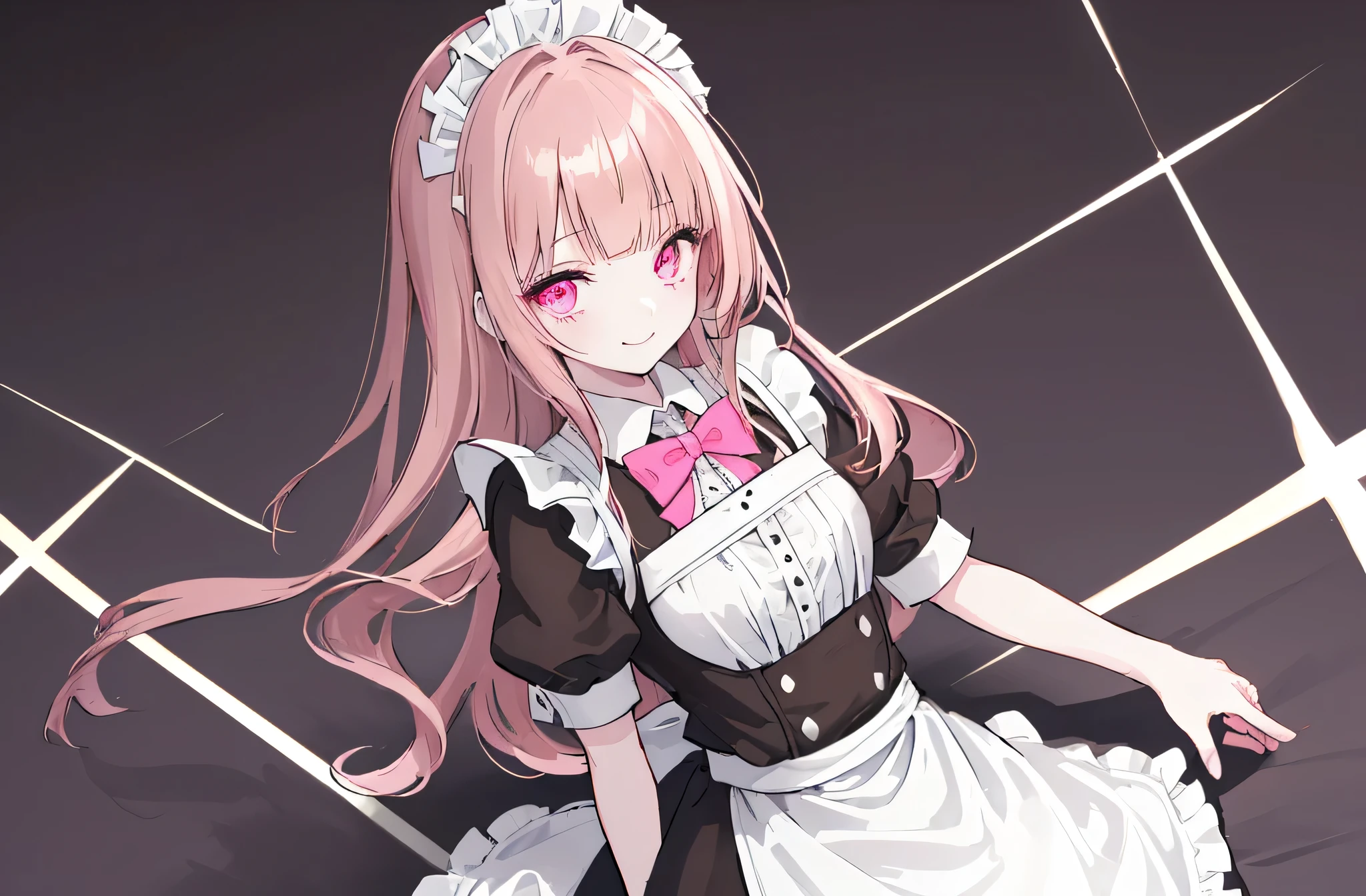 [(simple background:1.4)::5],original,(illustration:1.1),(best quality),(masterpiece:1.1),(extremely detailed CG unity 8k wallpaper:1.1), (colorful:0.9),(mid shot:0.95),(highly detailed beautiful face and eyes),(solo:1.2), (girl),(((adult))), (detailed beautiful eyes:1.15), (beautiful face:1.15), (glowing pink eyes:1.25////),(brown long hair),(blunt bangs),(+perfect hand+:1.21),(Draw an illustration of maid girl),(Religious),(slender),(wearing maid clothes),white skin,(white and black maid clothes),laugh,smile,((((adult)))),pray,pray,prray,pray,