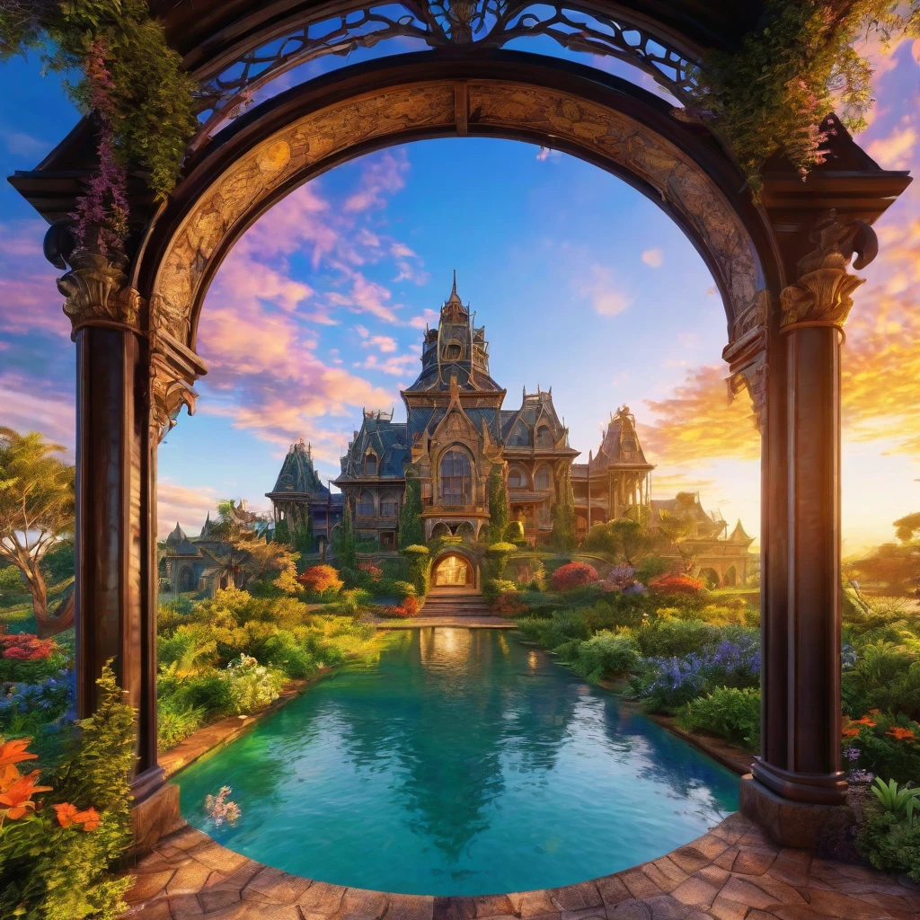 Otherworldly Australian morning, mysterious and calm feeling, kingdom castle, happy and warm atmosphere, wishing world peace. ((Best quality, Amazing, 8K, Masterpiece: 1.8))