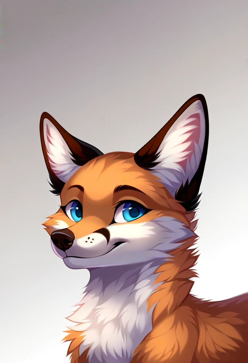 score_9, solo, portrait. feral fox, light gradient background