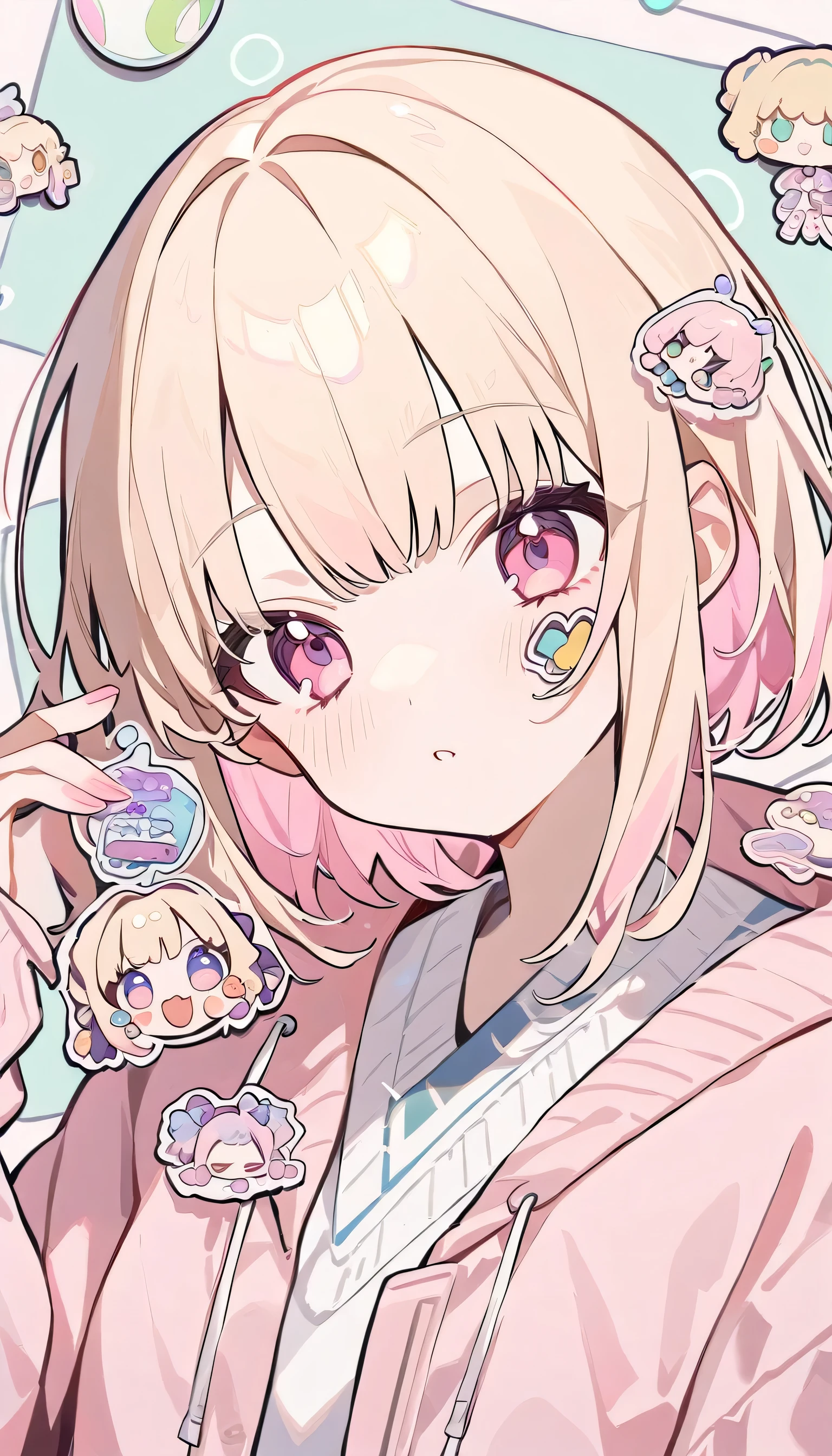 Popular Girl, Blonde, Pastel pink color. sticker
