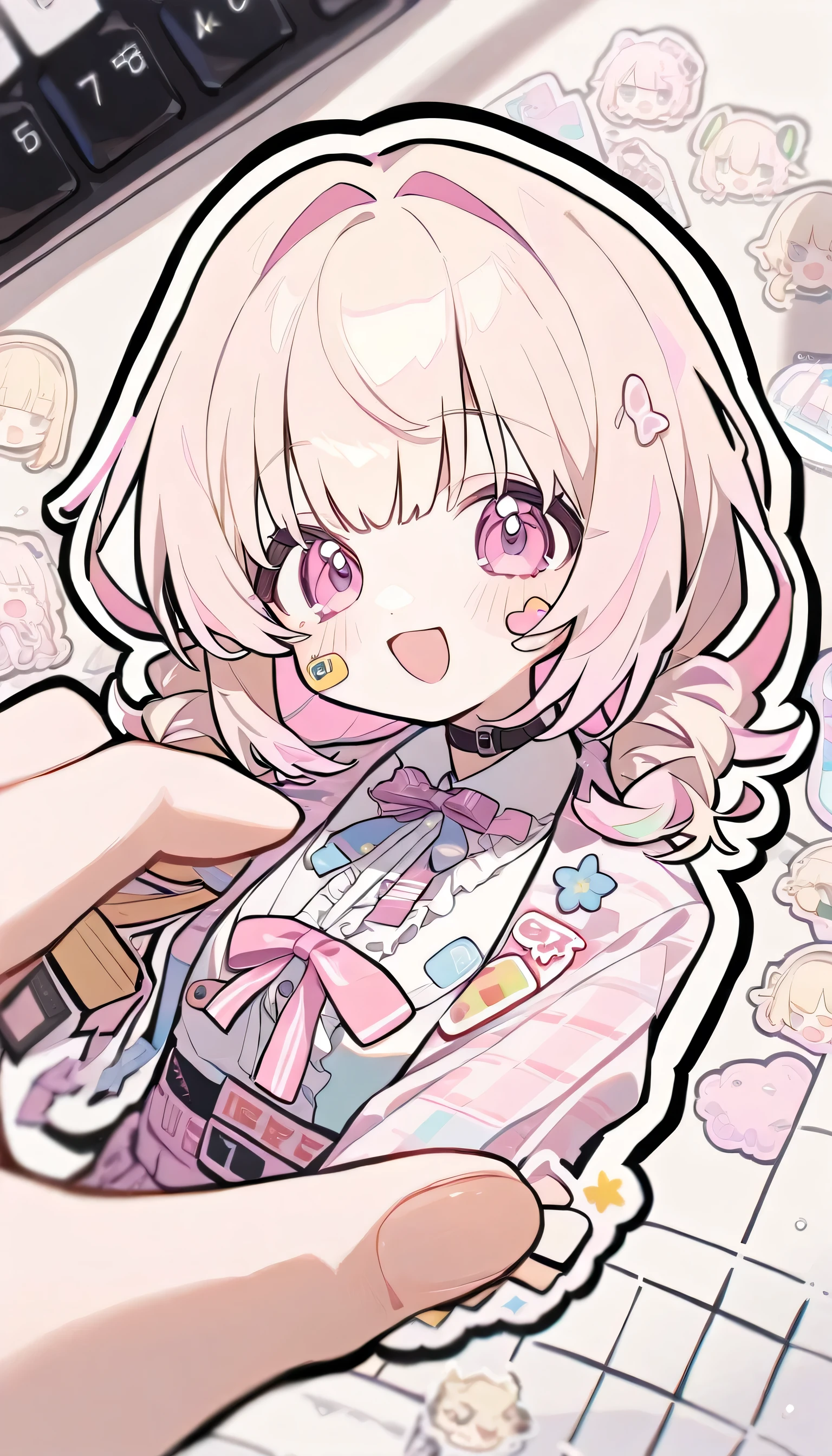 Popular Girl, Blonde, Pastel pink color. sticker 
