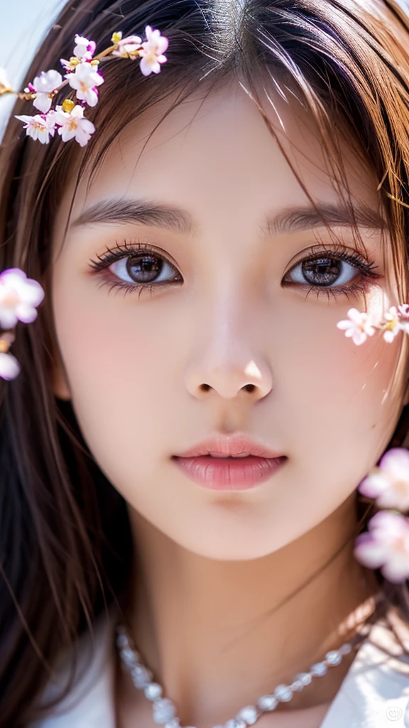 ((masterpiece: 1.2)), beautiful and aesthetic girl, ((1girl)), extreme detailed, highest detailed image, ((detailed eyes)), ((light particles)), jewelry, sexy, cherry blossom, cherry blossoms, mdeium shot.