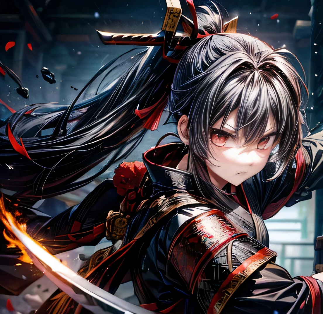 Black Hair Ponytail Long Yagyu Shinkage-ryu swordsmanship Presence Fit Menkyo Kaiden Tosei Gusoku armor Japanese sword Beauty swordsmanship