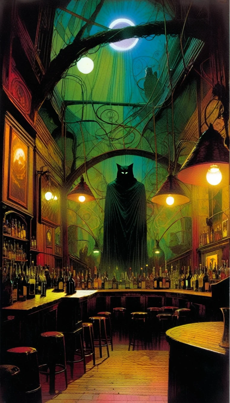 the pub of the strange, art inspired by Bill Sienkiewicz and Dave McKean.