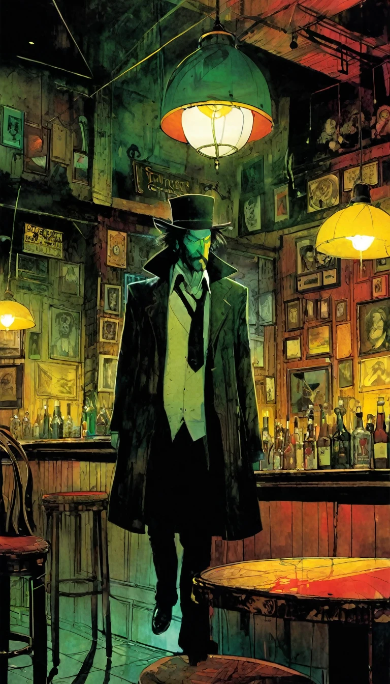 the pub of the strange, art inspired by Bill Sienkiewicz and Dave McKean.
