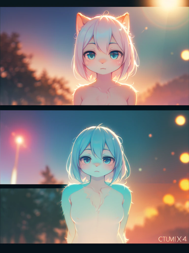 (Sumilux f1.4 50mm , low Latitude old color negative film , cross process , bokeh, flare, chromatic aberration , soft focus, (Shallow focus) , soft glow , Maximum aperture, low Key , Transparent depiction) , Medical photograph, general adult female nude, three views