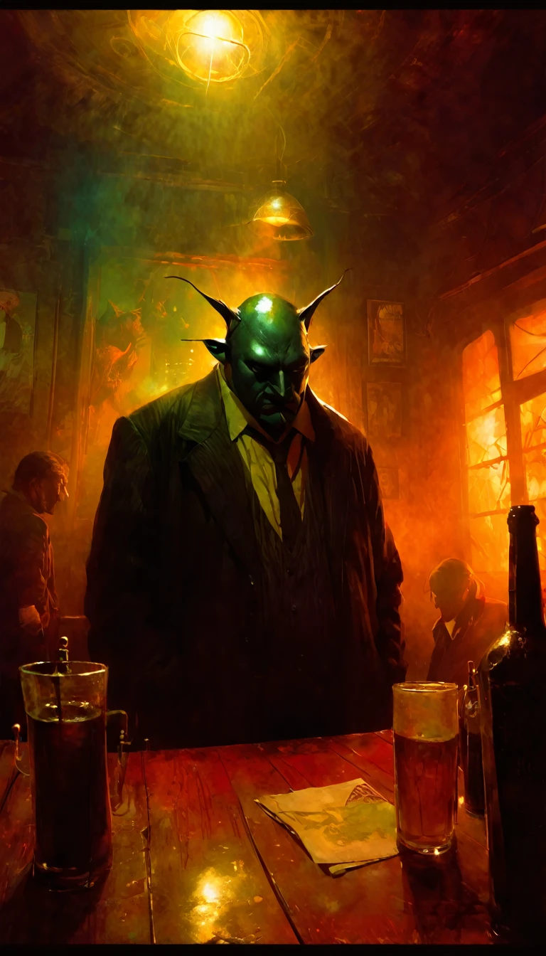 the pub of the strange, art inspired by Bill Sienkiewicz and Dave McKean.
