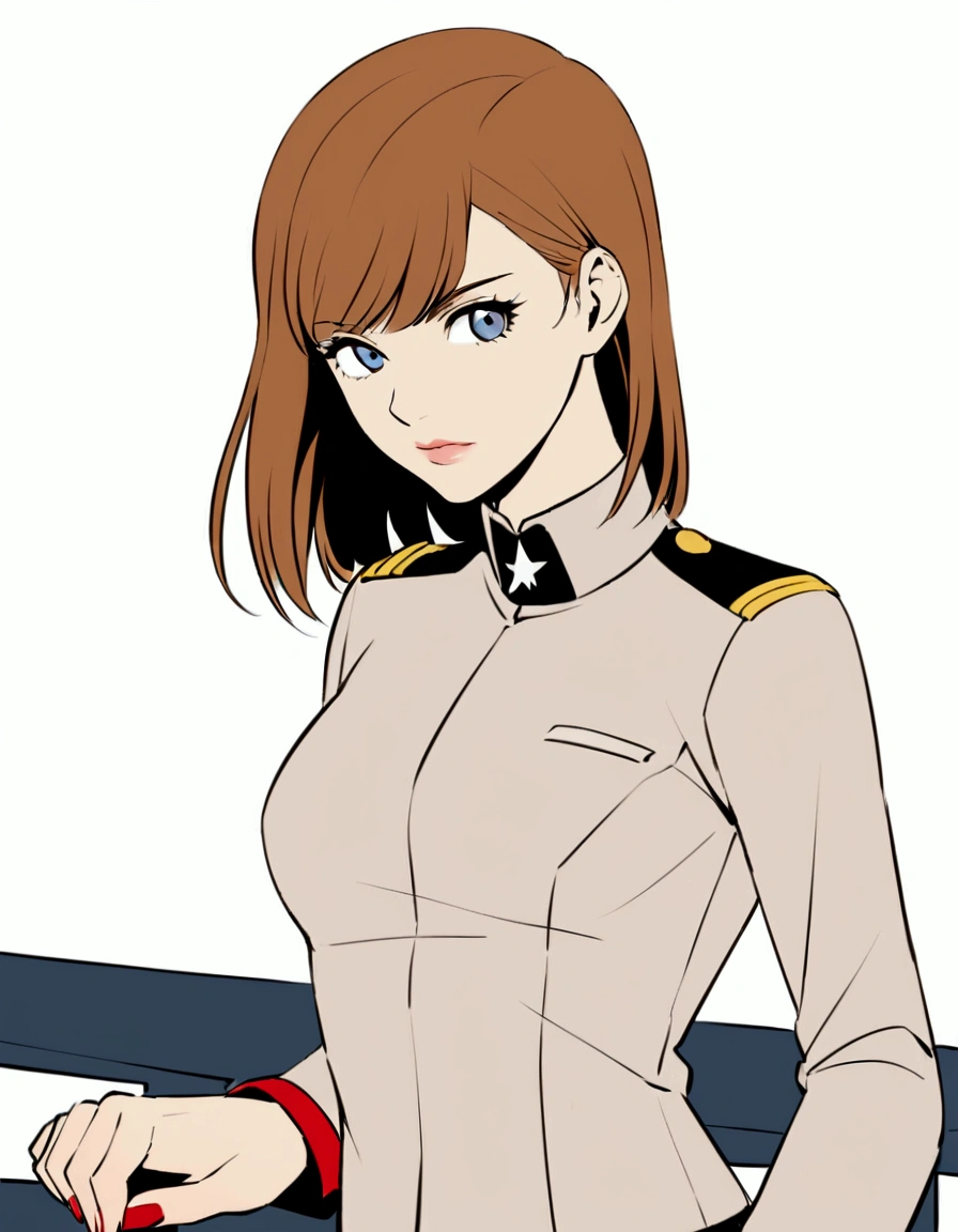 Kate Mara, age 25, short skirt Yeoman on the 60s Star Trek Enterprise. She is bringing a message to Captain Kirk on the bridge.