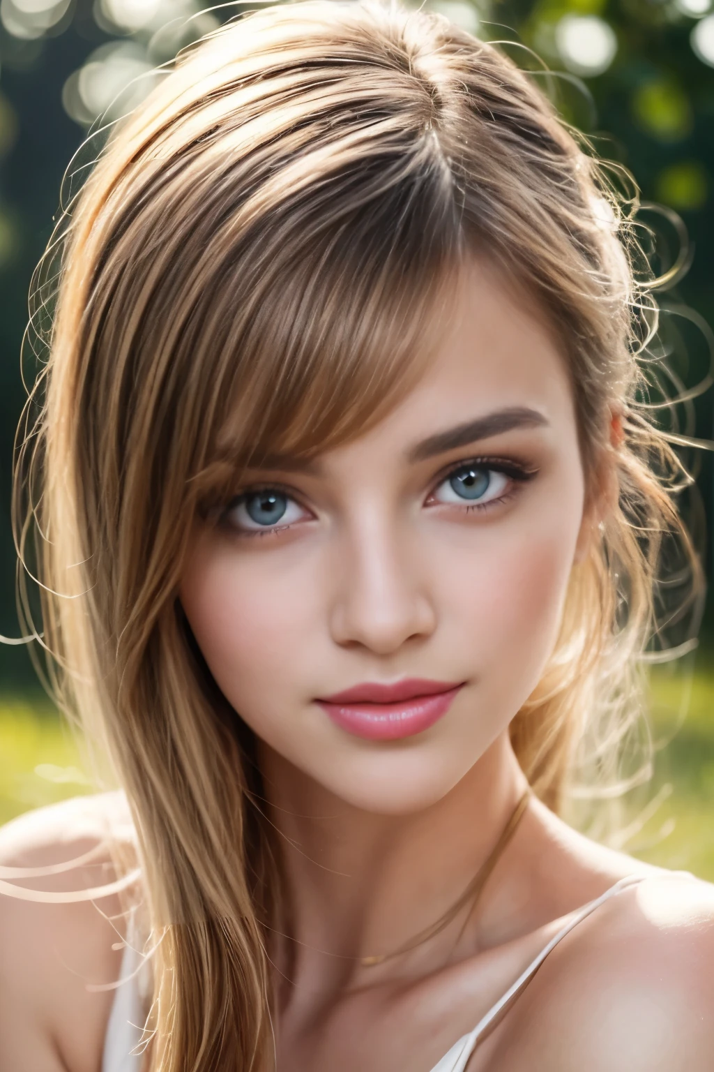beautiful detailed face, militation, stunning eyes, juicy lips, Gorgeous girl, Soft lighting, Bright colors, portrait, A high resolution, romantic atmosphere, dreamy background, elegant pose, delicate details, flawless skin, captivating look, Charming smile, Visual Arts Aesthetics, master strokes , oil painting style, gallery worthy, Unearthly beauty, flashed, Diffusion of light