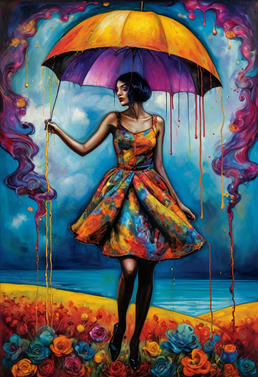 (Artistic Masterpiece of Romantic Life) ( (Themed Art of Life) ( (Conceptual Art) (NFT Exclusive) (Fauvism Work) ()”) Where visual poetry transcends traditional boundaries and embraces the dynamic interplay between creativity and technology Takes),dripping paint,darkart,style, in the style of esao andrews