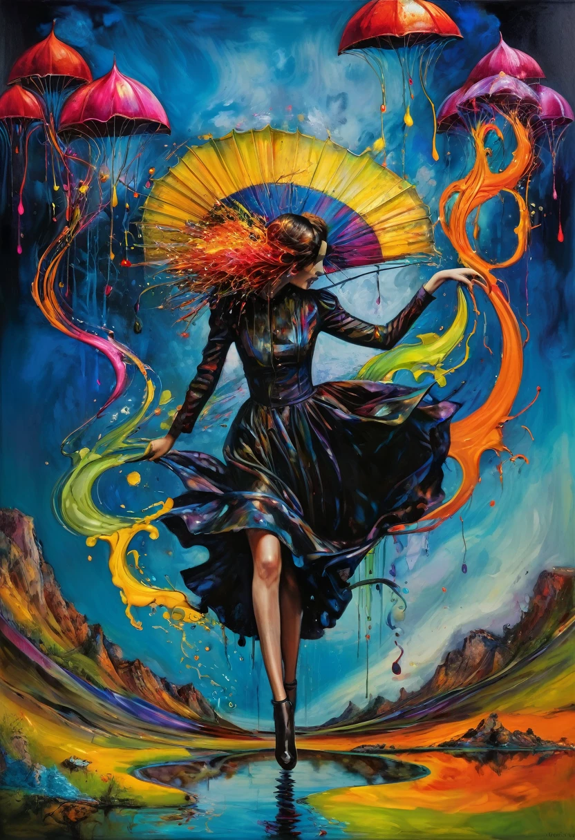 (Artistic Masterpiece of Romantic Life) ( (Themed Art of Life) ( (Conceptual Art) (NFT Exclusive) (Fauvism Work) ()”) Where visual poetry transcends traditional boundaries and embraces the dynamic interplay between creativity and technology Takes),dripping paint,darkart,style, in the style of esao andrews