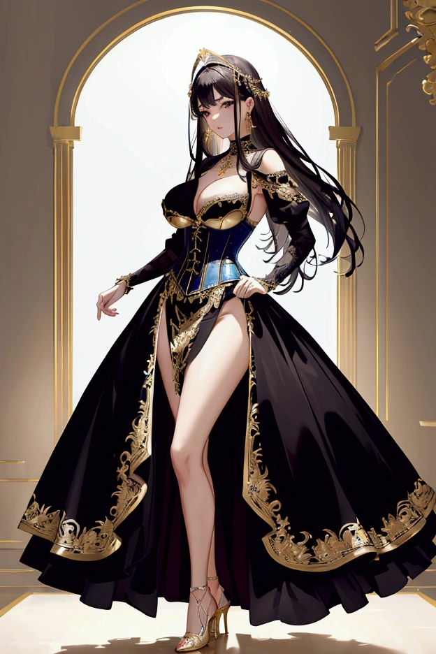 Highest quality, masterpiece, Ultra-high resolution, female、Big Breasts、少female、classical dress、corset、High heels、Cowboy Shot