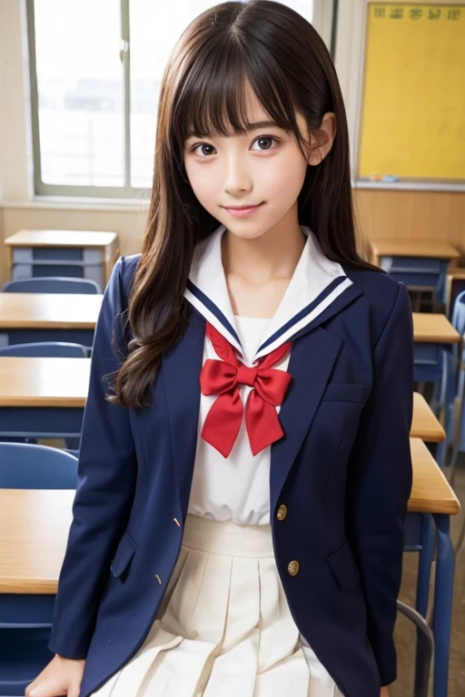 beautiful girl、Sailor suit、blazer、classroom