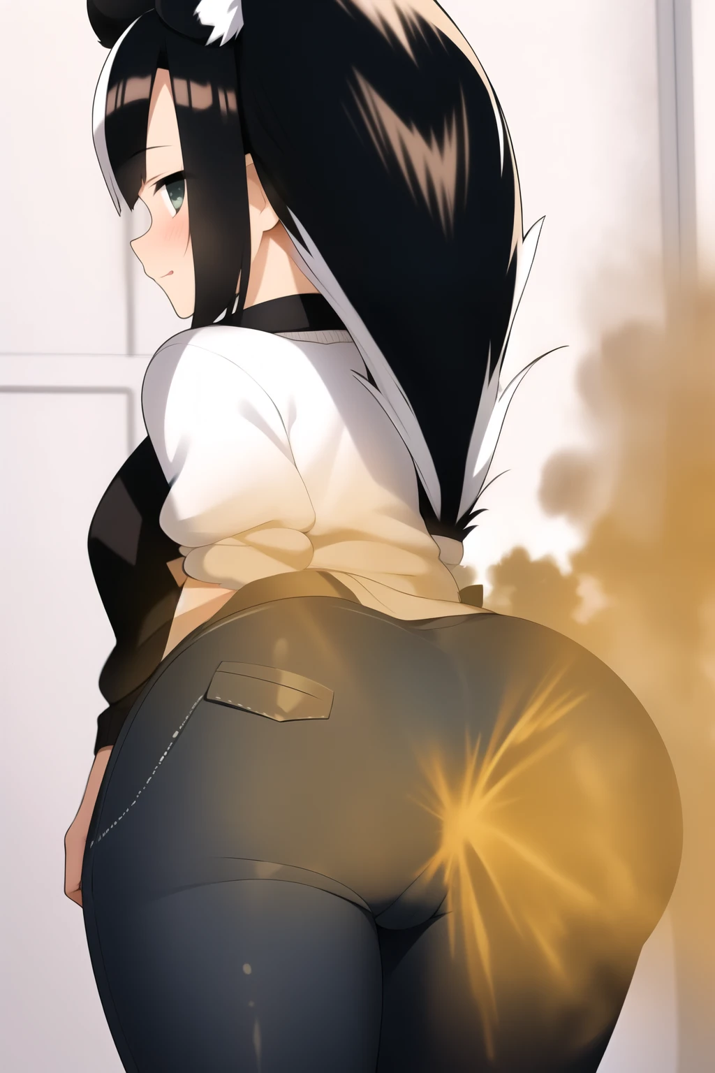 Girl fart,Skunk Girl,skunk tail, young girl, , prepubescent,