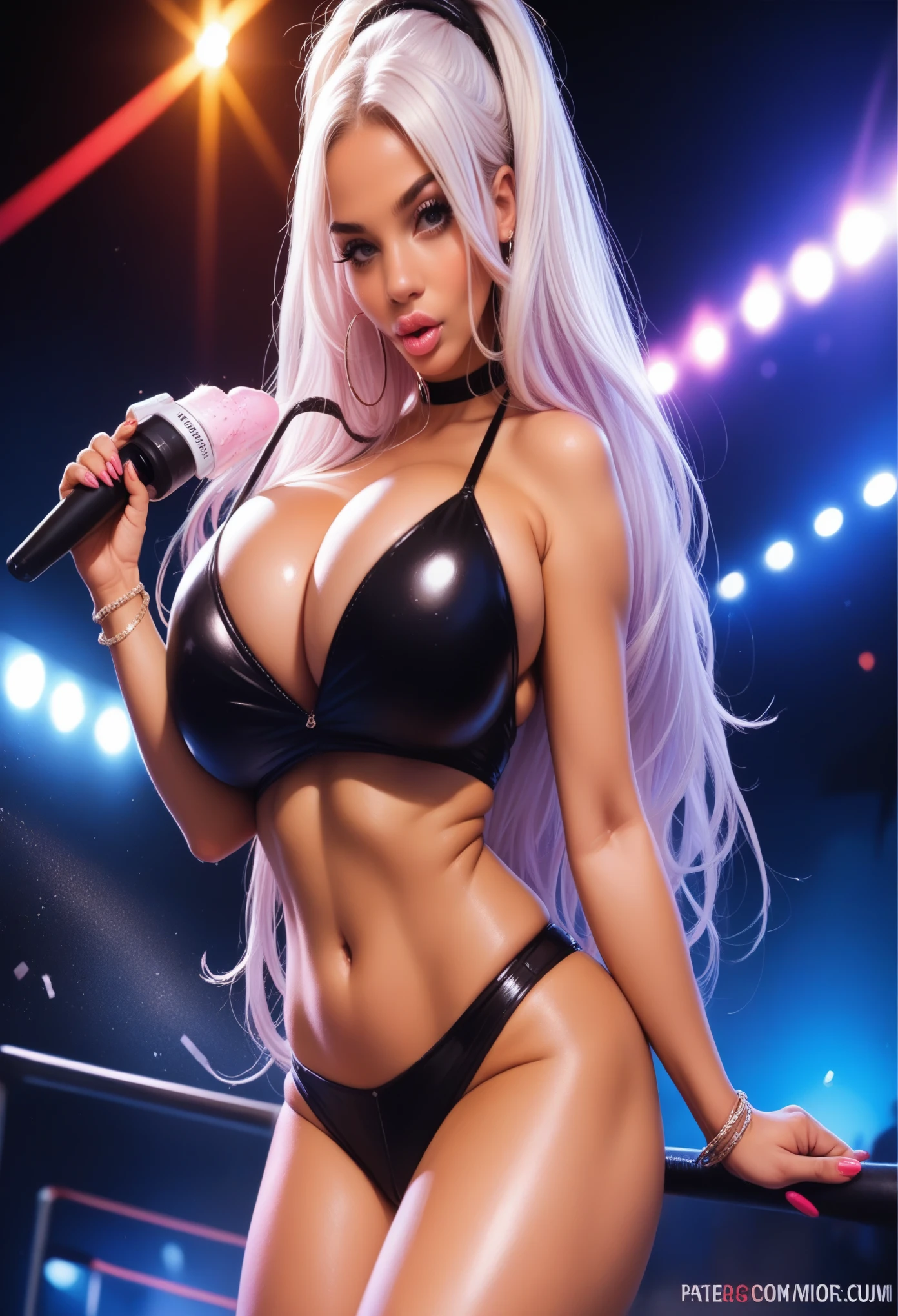 Bimbo, 25 years, in a clubm photo realistic, hyper realistic