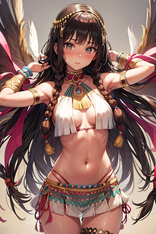 ((masterpiece)), (Highest quality、32k), (Simple style), hentai, Naked dark skinned aboriginal chief's daughter,18歳,favorite,cute,Sexual Desire Ghost, Big Breasts,Purple Hair,Bobcut, ((Vaginal sex with a man that makes her breasts bounce violently:1.5)),Cowgirl NSFW