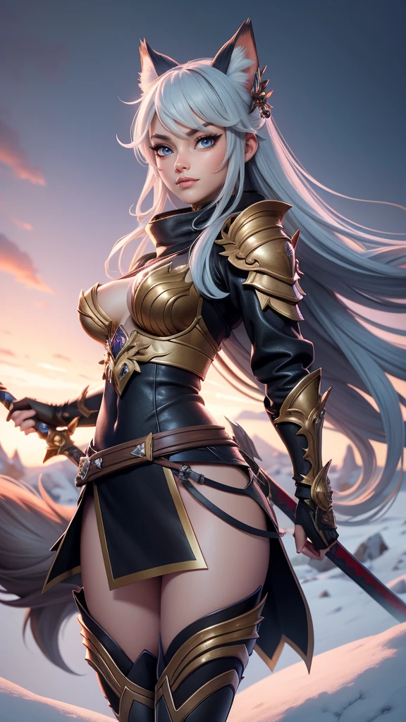 a young girl with a sword and really skimpy wolf armor in the snow, showing lots of skin, body being exposed, an anime drawing inspired by rossdraws, Artstation contest winner, fantasy art, a very beautiful berserker woman, trending on artstation pixiv, detailed anime character art, small breasts, clean detailed anime art, detailed anime artwork, forest hunter lady, extremely detailed artgerm, detailed anime art, detailed digital anime art