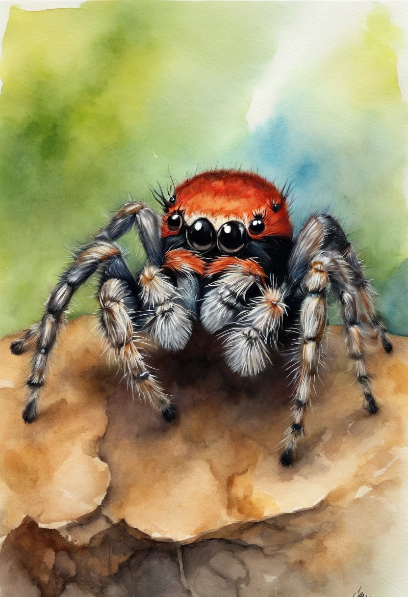 Wacky cute jumping spider, 3d, up close