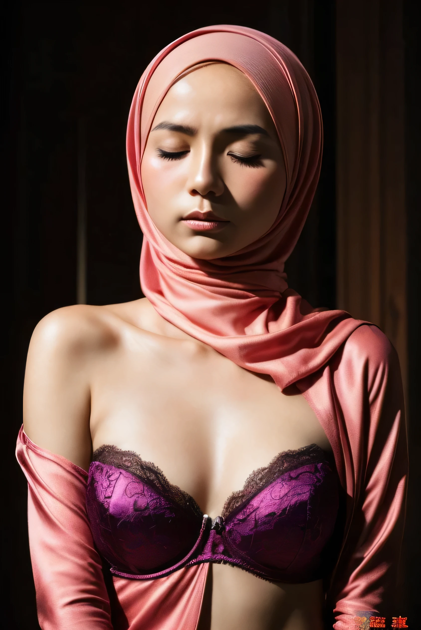 ((Realistic :2.2)), (( Colourful)), ((Big T), ((Flat Chest:1)), Wear kebaya coats and act like Rosyam, ((Closed Eyes)), ((Strapless Colourful bra Flat Chest)), Naked, Angry Angry face, (((HIJAB MALAY GIRL))), masutepiece, High quality, UHD 45K, Realistic face, Realistic skin feeling , A Japanese Lady, 8 years old, , Verbaby-like face, (((FLAT CHEST))), ((look In front at the camera and SADNESS)), (((VERY THIN SKINNY))), (((CUTE GIRL))), ((SATIN LACE)), ((UNDRESS)). Brown, Flat Chest, Sitting, from behind view up, seductive pose, (Small face)