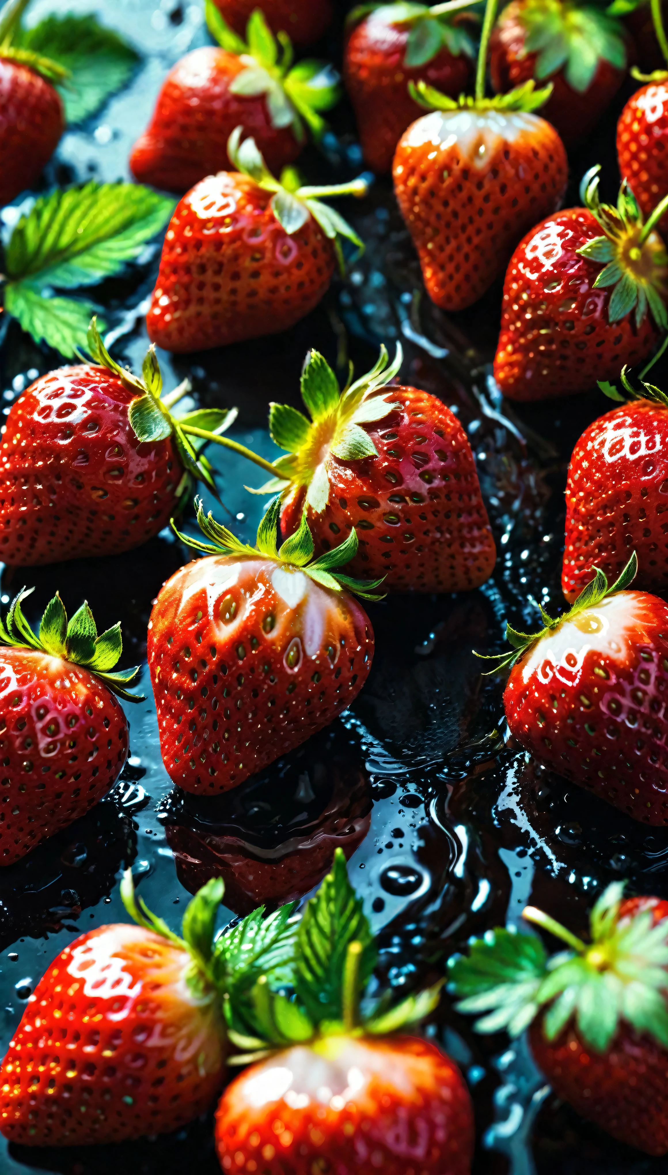 ((Masterpiece in maximum 16K resolution):1.6),((soft_color_photograpy:)1.5), ((Ultra-Detailed):1.4),((Movie-like still images and dynamic angles):1.3),((Wide cinematic lens):1.1). | ((Wide Cinematic shot of fresh strawberries):1.2), ((fresh wet strawberries):1.1), ((a beautiful strawberry farm):1.3), (wide cinematic lens), (tyndall effect), (a lot of drips), (joyful atmosphere), (shimmer), (visual experience) ,(Realism), (Realistic),award-winning graphics, dark shot, film grain, extremely detailed, Digital Art, rtx, Unreal Engine, scene concept anti glare effect, All captured with sharp focus. | Rendered in ultra-high definition with UHD and retina quality, this masterpiece ensures anatomical correctness and textured skin with super detail. With a focus on high quality and accuracy, this award-winning portrayal captures every nuance in stunning 16k resolution, immersing viewers in its lifelike depiction. | ((perfect_composition, perfect_design, perfect_layout, perfect_detail, ultra_detailed)), ((enhance_all, fix_everything)), More Detail, Enhance.