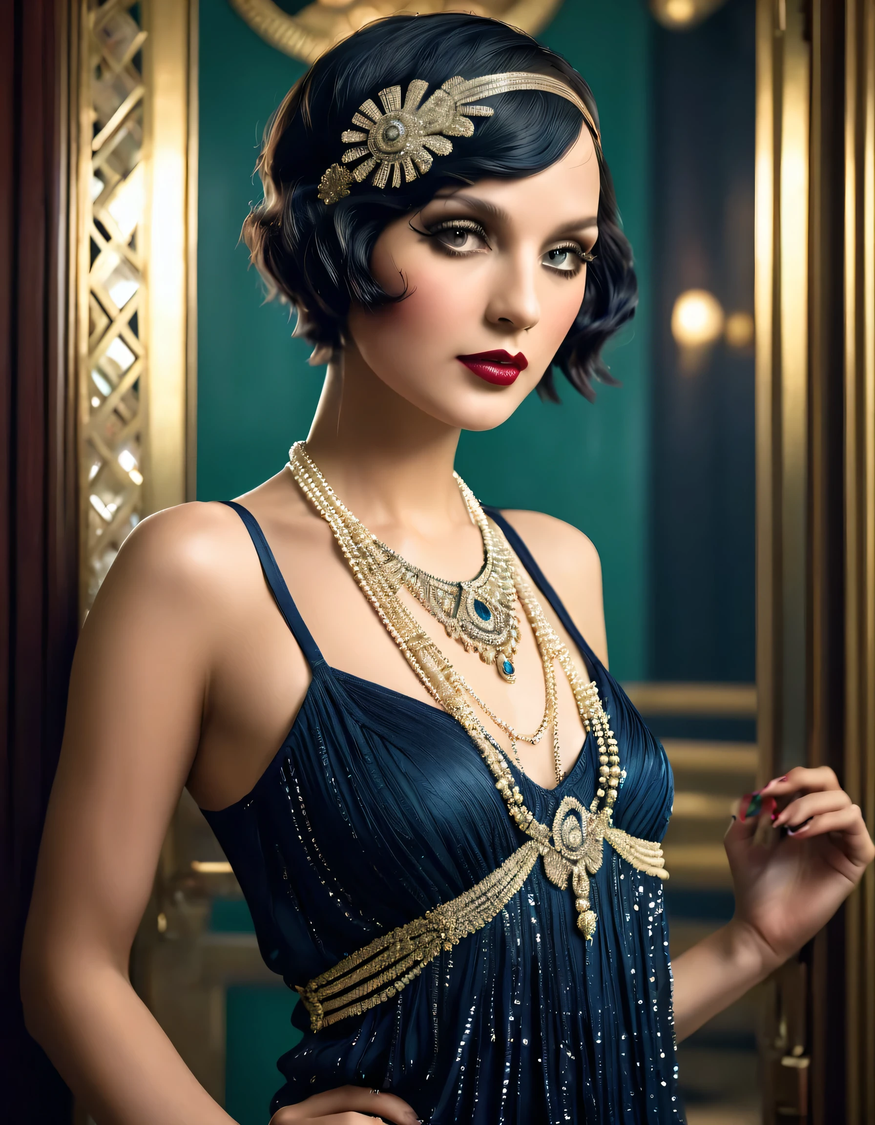 Create creative and surprising images demonstrating the style of ((roaring 20s)), hyperrealisti, 8k, swirly vibrant colors, clear and sharp image