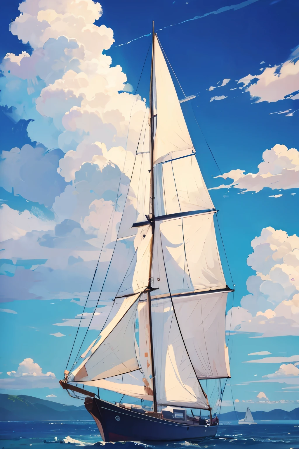Sailboat leaving clouds 