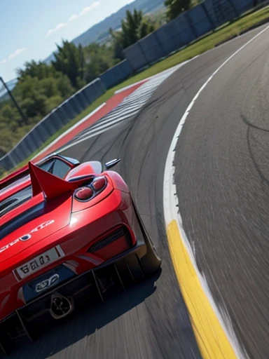 Racing car driving, first person perspective