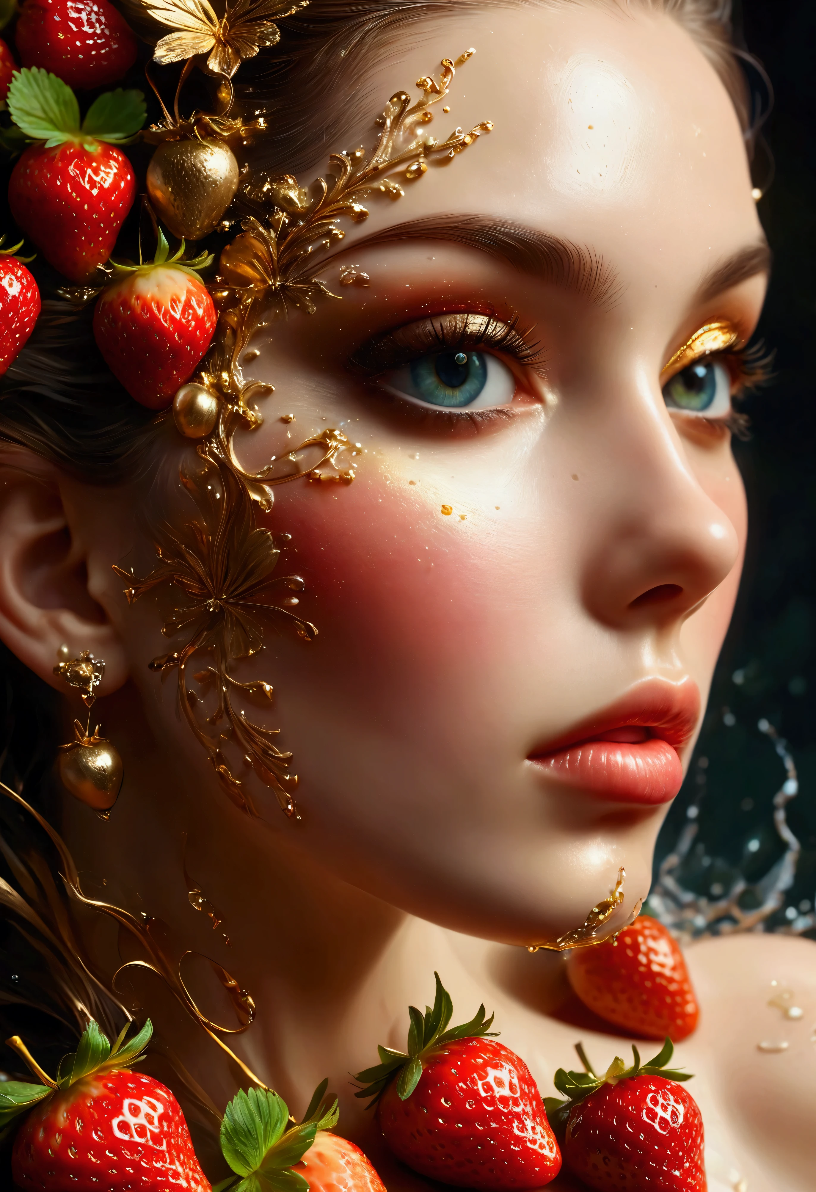 ((Masterpiece in maximum 16K resolution):1.6),((soft_color_photograpy:)1.5), ((Ultra-Detailed):1.4),((Movie-like still images and dynamic angles):1.3). | (Macro shot cinematic photo of beautiful female in a jacuzzi full of strawberries), (Beautiful Female), (a jacuzzi full of strawberries), (focus on the jacuzzi full of strawberries), (macro lens), (exotic antiques), (Dark Candles), (luminous object), (Mysterious atmosphere), (shimmer), (aesthetic bath room accesories), (visual experience),(Realism), (Realistic),award-winning graphics, dark shot, film grain, extremely detailed, Digital Art, rtx, Unreal Engine, scene concept anti glare effect, All captured with sharp focus. | Rendered in ultra-high definition with UHD and retina quality, this masterpiece ensures anatomical correctness and textured skin with super detail. With a focus on high quality and accuracy, this award-winning portrayal captures every nuance in stunning 16k resolution, immersing viewers in its lifelike depiction. | ((perfect_composition, perfect_design, perfect_layout, perfect_detail, ultra_detailed)), ((enhance_all, fix_everything)), More Detail, Enhance.