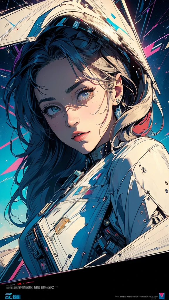 (((masterpiece, highest quality))),(((solo:1.2))),(((1girl:1.2))),32k wallpaper, very detailed, poster, vintage science fiction,(((((geometric cinematic movie poster))))), (bauhaus),(((abstract))),(((mid century modern))),(((((portfolio))))),(((((Close-up))))),(((((bust up))))),((((more various angle)))),(((highlight))),Vast landscape,(((complete. detailed face))),(((Extremely talented))),(((most complecated machine))),Colorful color scheme,(((((crooked huge chin))))