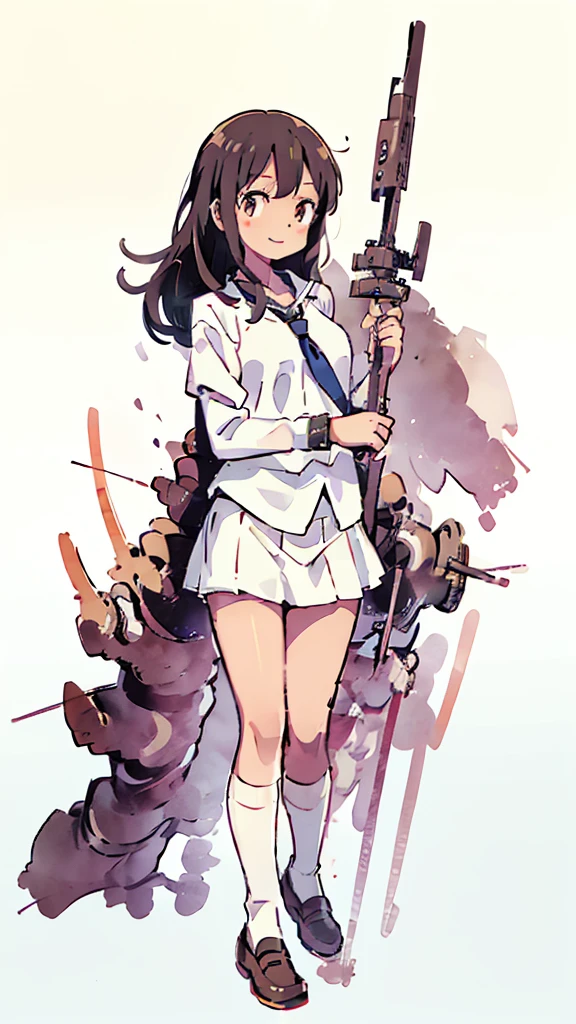 Black gal、bad、Mischievous Smile、Gal Makeup、Naughty、long hair、Blonde、Sunburn、Brown Skin、Nsfw、masterpiece, high quality, 4K, HDR,, Stable Diffusion prompt:   with , wearing a white blouse and Brown  skirt, white panties visible, navy socks and brown loafers, in a state of arousal and trembling with sexual climax,simple illustration style, In a nichijou (everyday life) setting