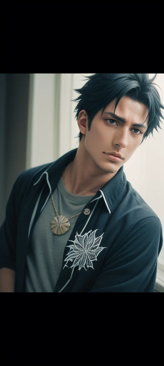 Make him a soul society captain in Bleach, Make it realistic, make a cool and extravagant zampakutou and surround him with spiritual energy