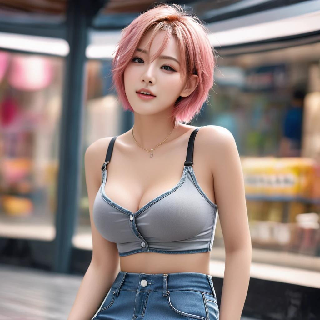 //character, A beautiful girl, pink hair, very short hair, gray eyes, (huge breasts:1.6), (drooping breasts:1.4), Great abs.
//facial expression, (orgasm face:1.2), (open mouths:1.1), (half open eyes:1.2), cry,
//posture, sitting, kneeing, (cover one's chest with one's hands:1.6),
//fashion, A wet shirt. A shirt that sticks to the skin. A wet and transparent shirt. denim short pants,
//fetish,
//background, Shopping mall. Outdoors. Daytime. Lots of crowds.//quality, Realistic photograph, (best quality:1.5), (hyper-realistic:1.2), (high resolution:1.5), (Cinematic Lighting:1.2), full body shot, RAW photo, (4k. 8k precision image), detailed textures, sharp focus,ultra-detailed,