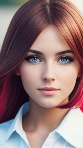 A Young German woman beautiful stylish hair focus on face photo with color