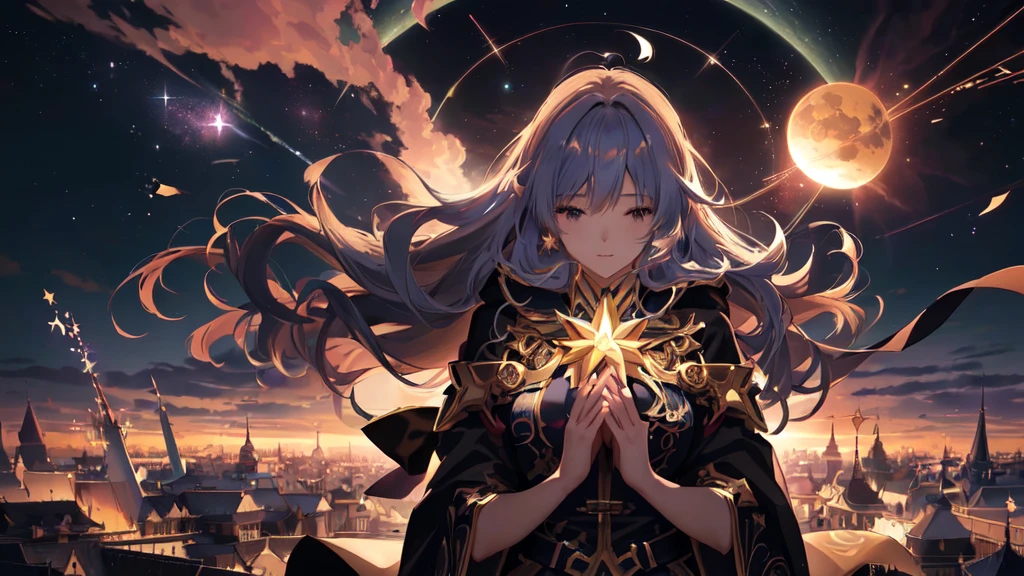 anime girl with long hair holding a star in her hands, anime art wallpaper 4 k, anime art wallpaper 4k, anime art wallpaper 8 k, best anime 4k konachan wallpaper, anime fantasy illustration, 4k anime wallpaper, beautiful celestial mage, anime fantasy artwork, detailed digital anime art, anime wallpaper 4 k, anime wallpaper 4k, beautiful fantasy anime