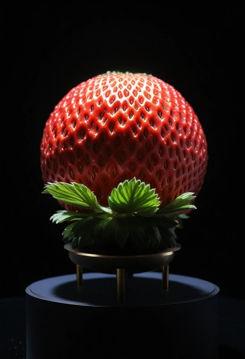 Highest quality、High resolution、masterpiece、Photorealistic、universe、Round strawberry planet、Beautiful spherical strawberry-shaped planet、Strawberry Planet Standing in the Dark、