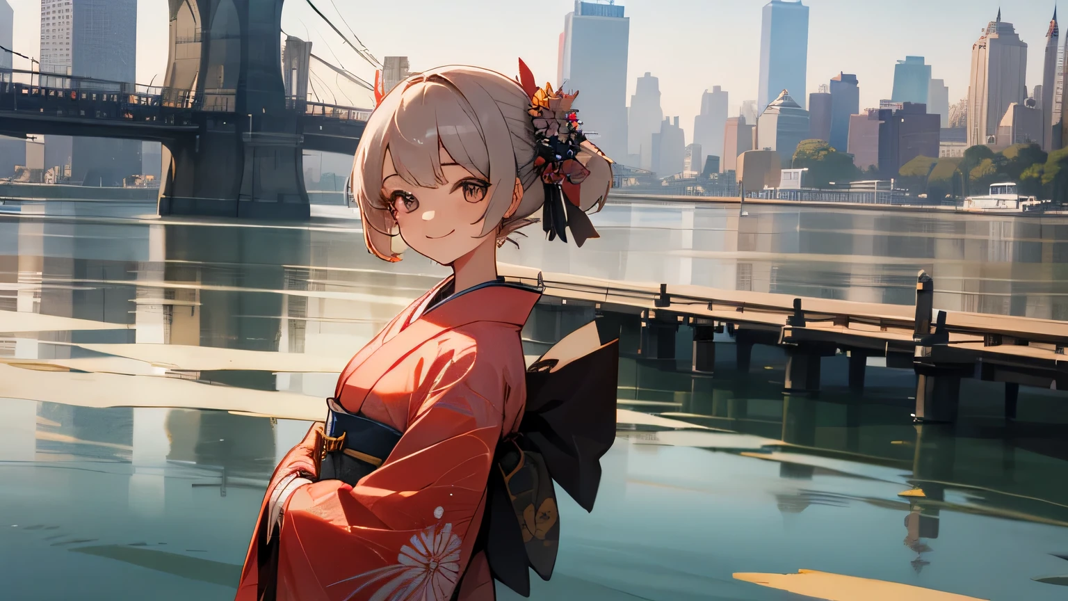 New York, Centaral park,america,smile,kimono,girl