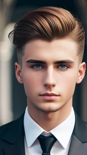 A young man Abramowicz handsome stylish hair focus on face photo with color