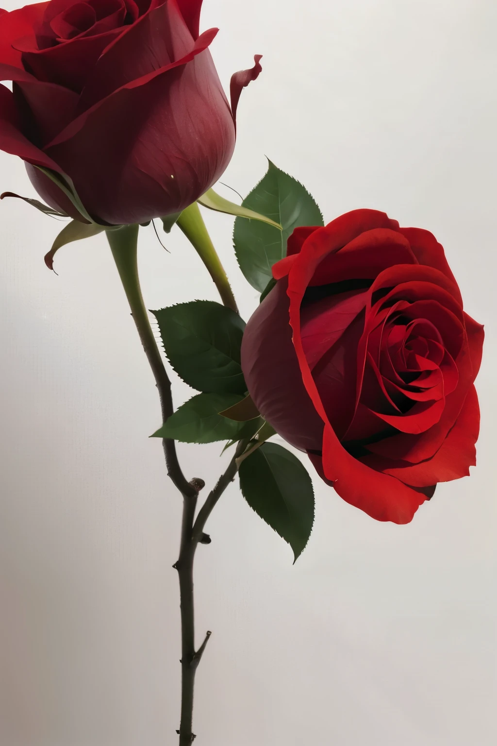 Realistic、White background、Red Rose